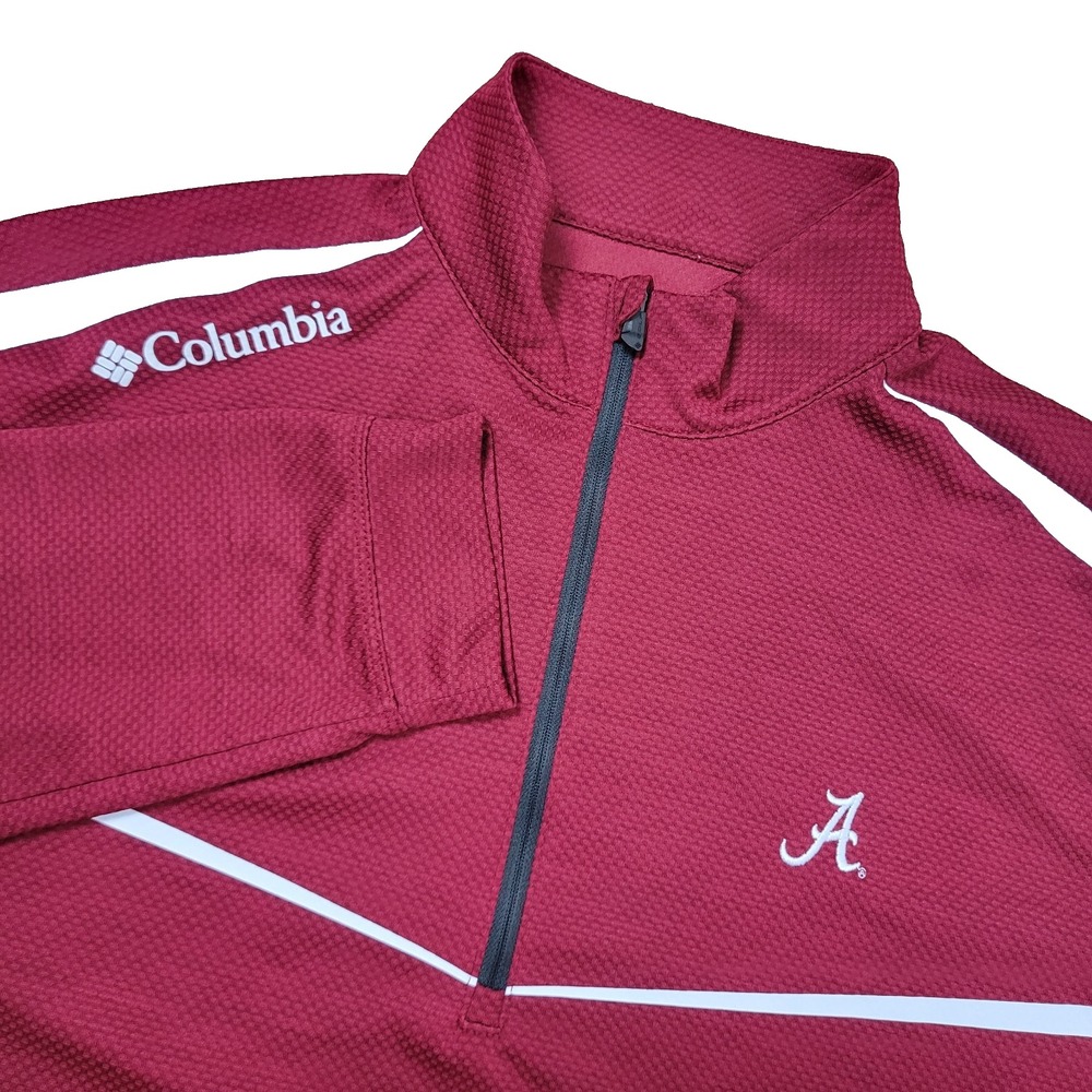 NWOT Columbia Golf Mens Large Red Alabama Crimson Tide Quarter Zip Lightweight